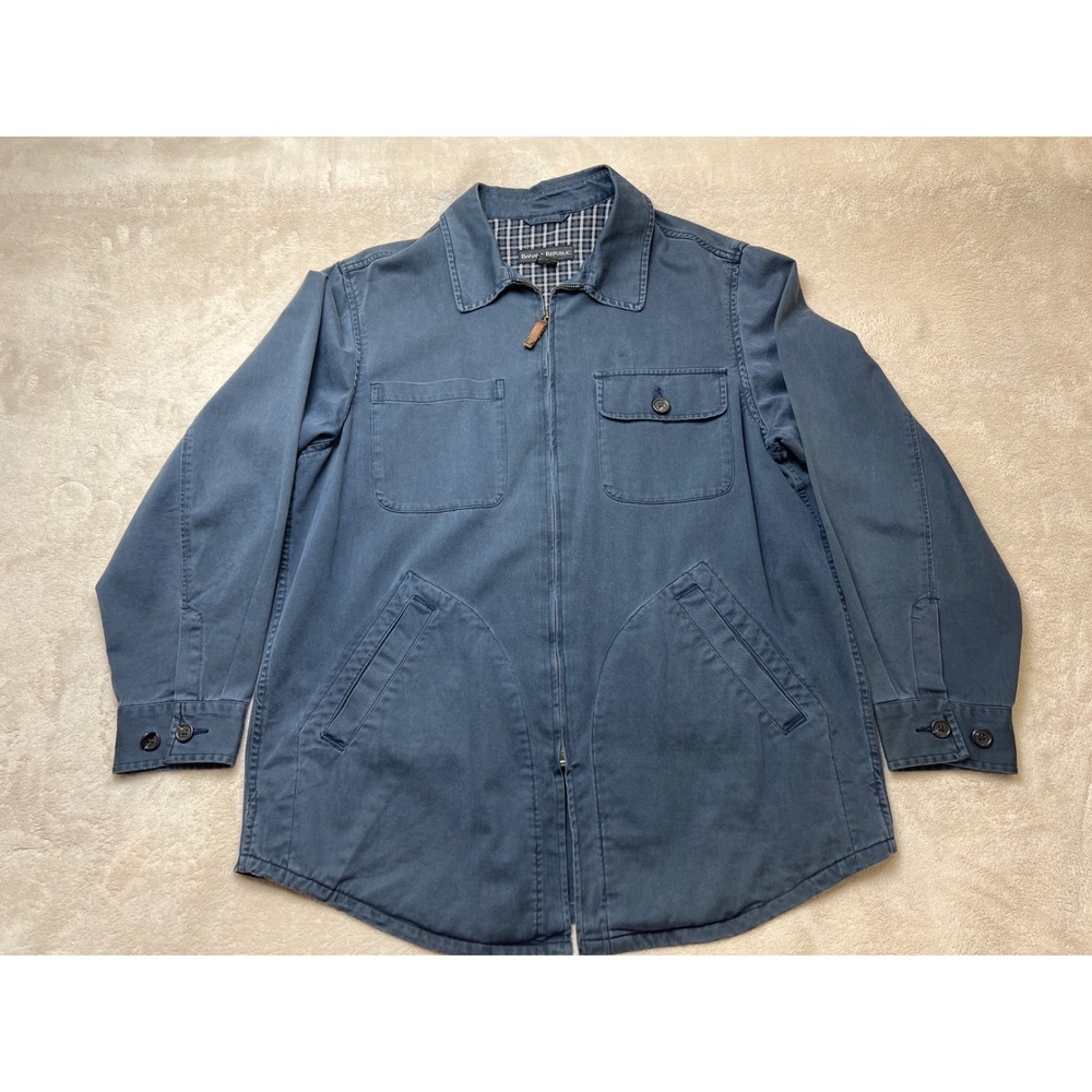 Banana Republic Workwear Utility Jacket Mens Small Blue Cotton Zip Up Chore